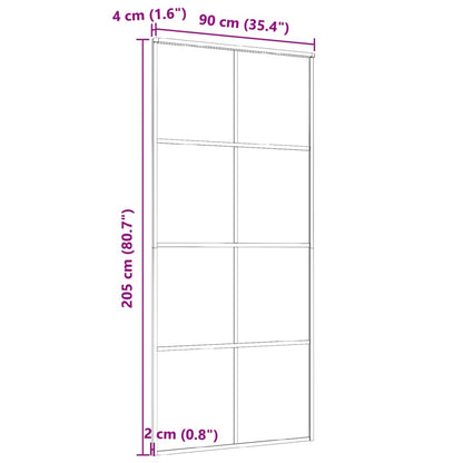 Sliding Door Aluminum and ESG Glass 35.4"x80.7" Black