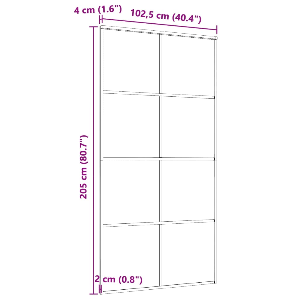 Sliding Door Aluminum and ESG Glass 40.4"x80.7" Black