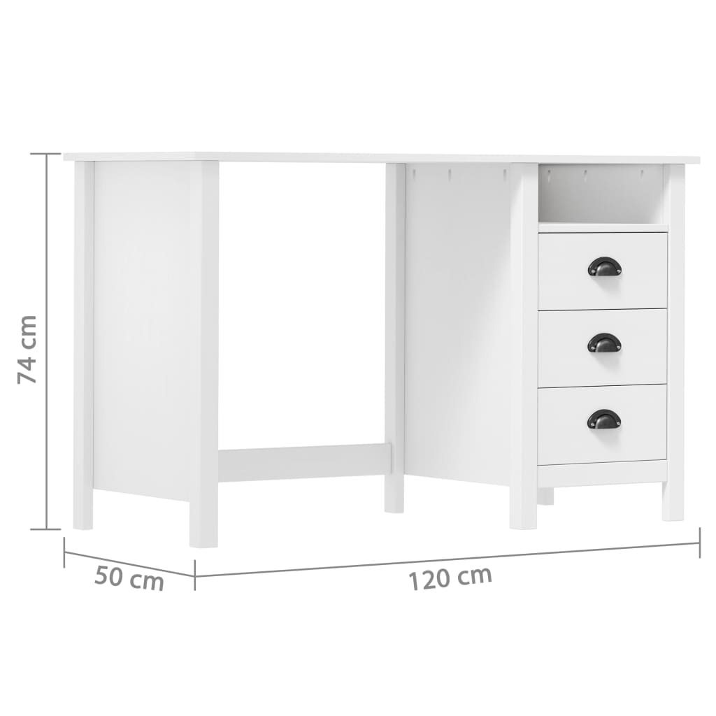 Desk "Hill" with 3 Drawers 47.2x19.7x29.1" Solid Pine Wood