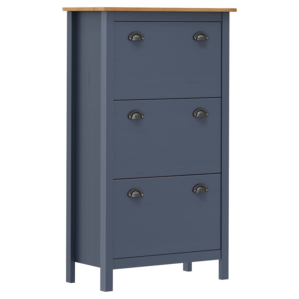 Shoe Cabinet "Hill" Gray 28.3"x13.8"x48.8" Solid Pine Wood