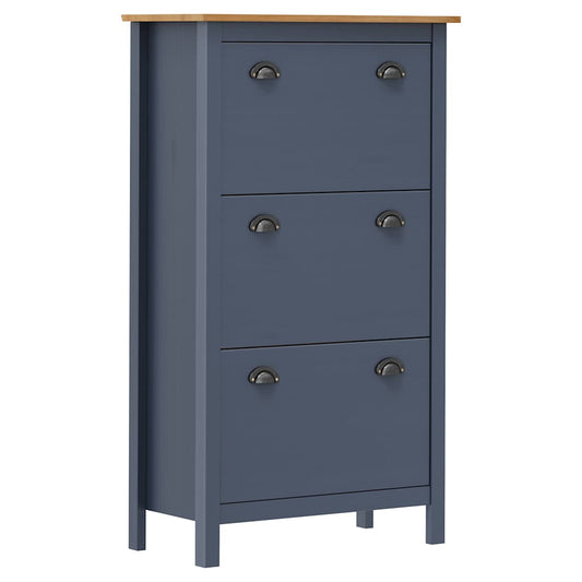 Shoe Cabinet "Hill" Gray 28.3"x13.8"x48.8" Solid Pine Wood