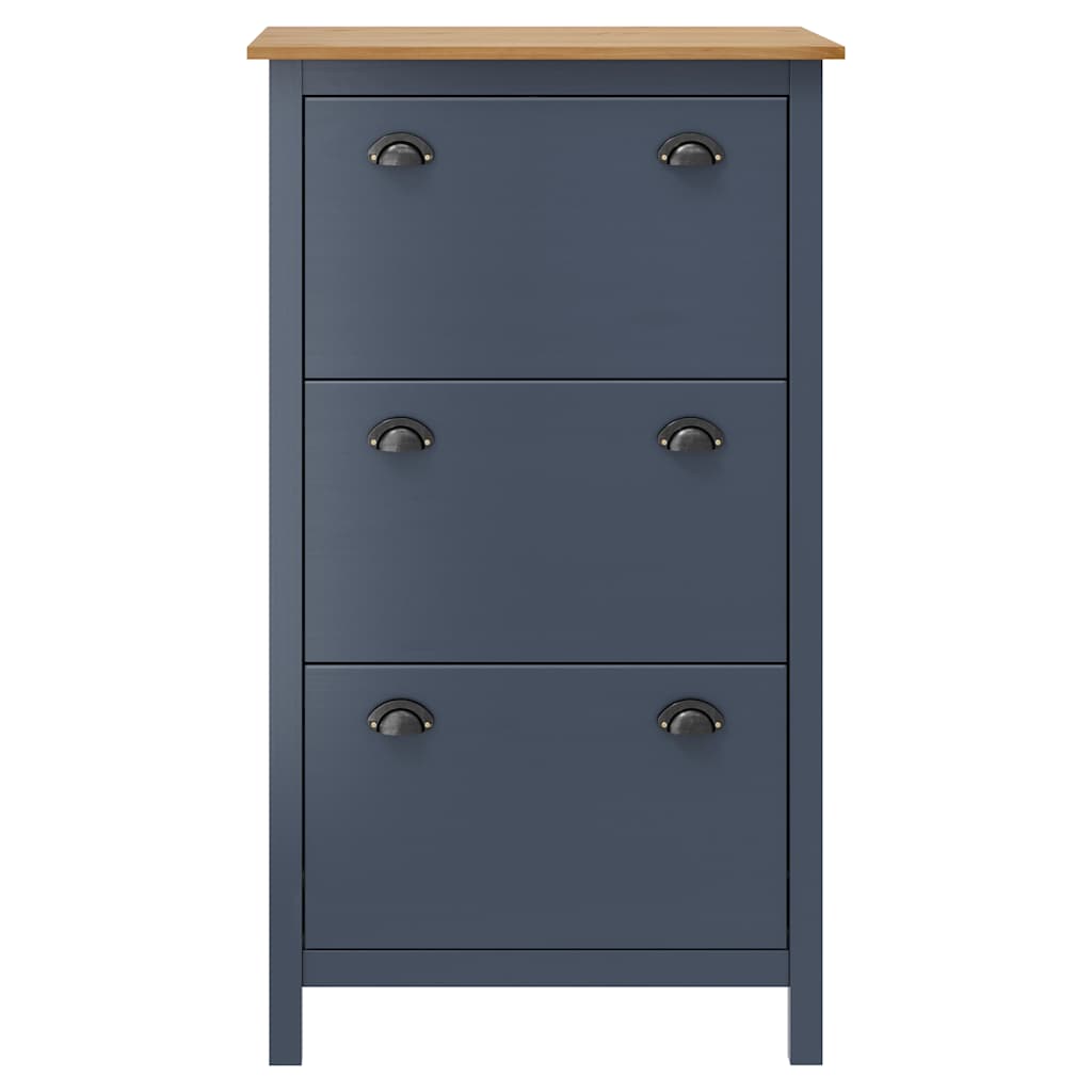 Shoe Cabinet "Hill" Gray 28.3"x13.8"x48.8" Solid Pine Wood
