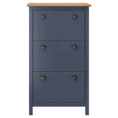 Shoe Cabinet "Hill" Gray 28.3"x13.8"x48.8" Solid Pine Wood