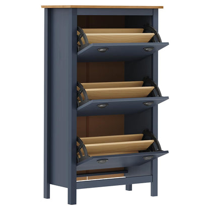Shoe Cabinet "Hill" Gray 28.3"x13.8"x48.8" Solid Pine Wood
