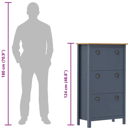 Shoe Cabinet "Hill" Gray 28.3"x13.8"x48.8" Solid Pine Wood