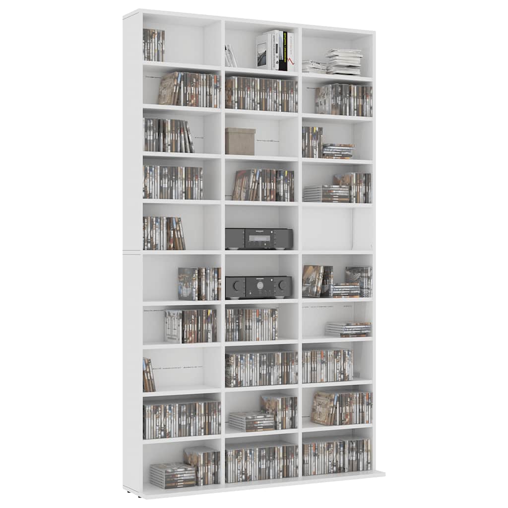 CD Cabinet White 40.2x6.3x69.9" Engineered Wood