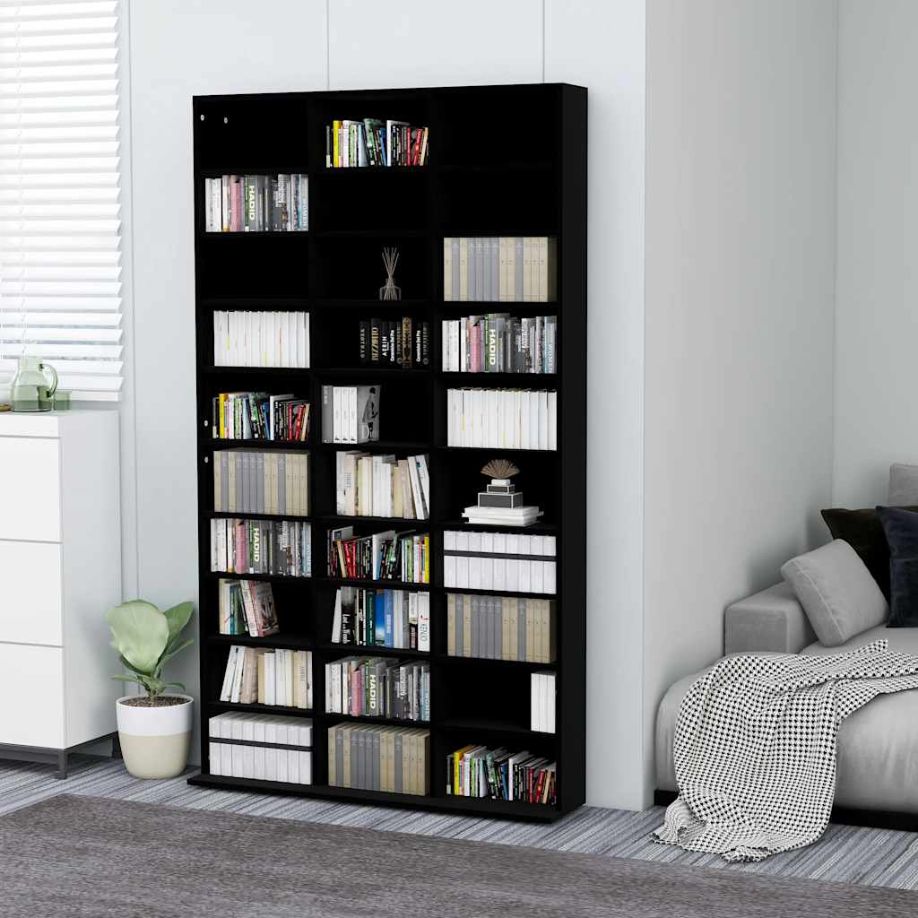 CD Cabinet Black 40.2x6.3x69.9" Engineered Wood