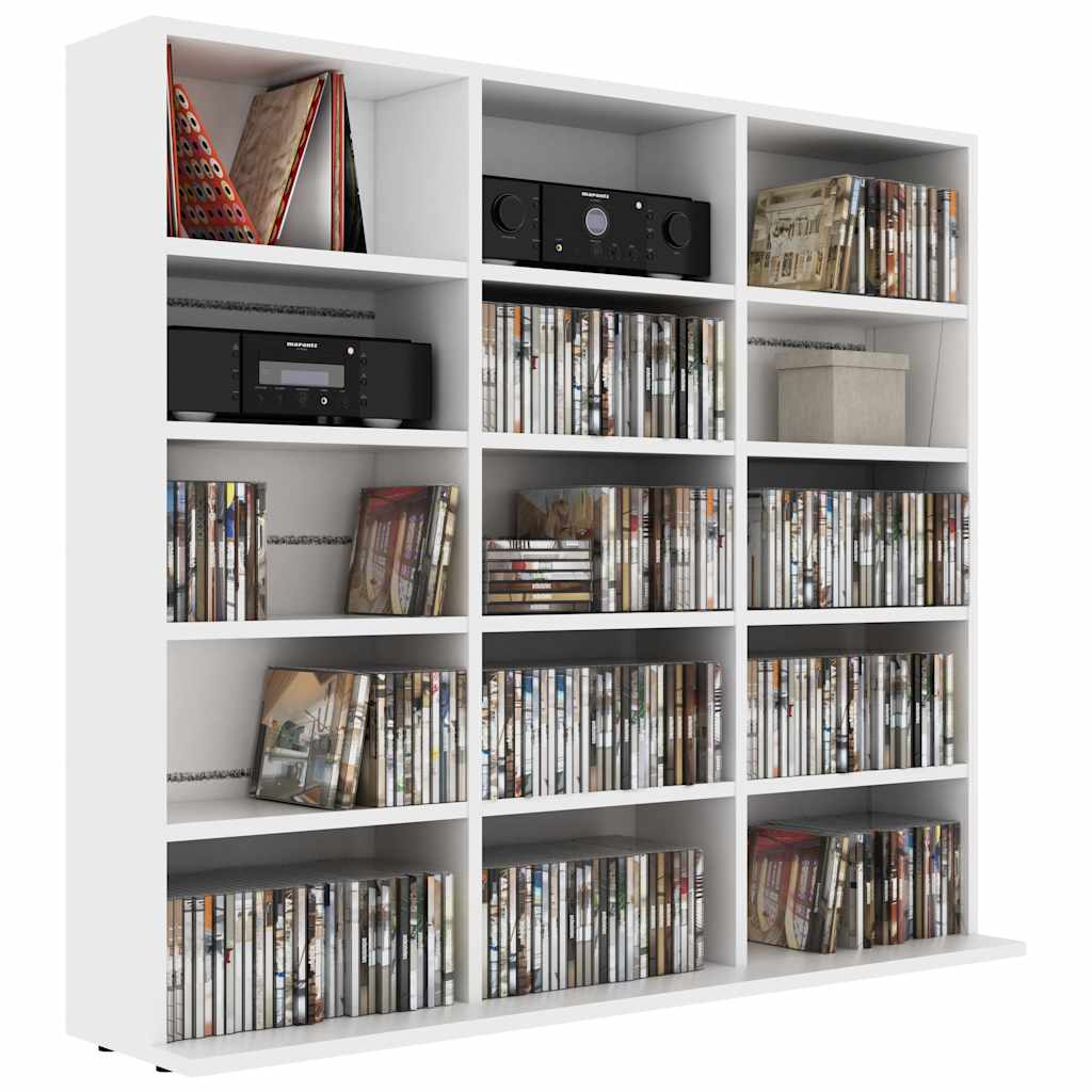 CD Cabinet White 39.4x9.1x35.2" Engineered Wood
