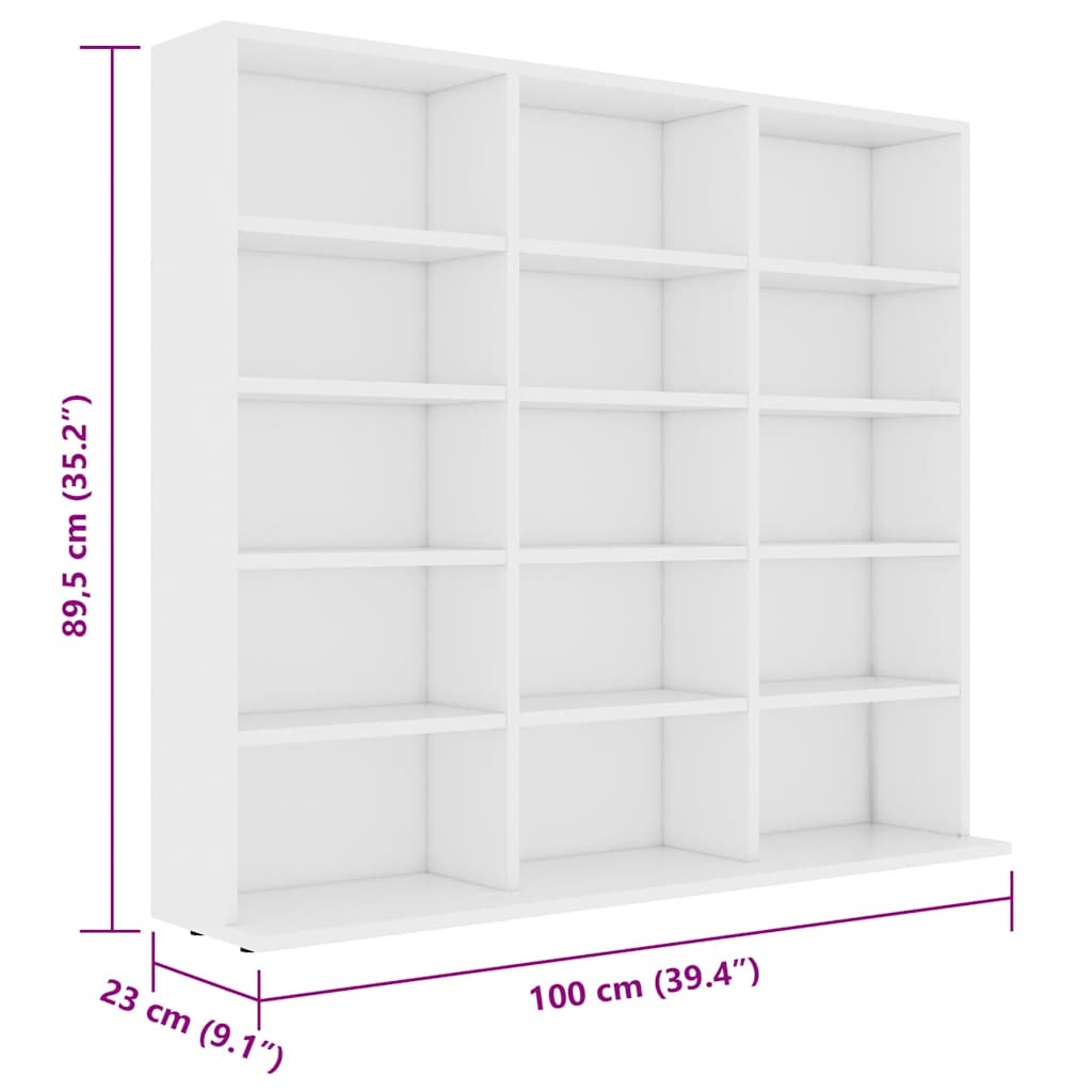 CD Cabinet White 39.4x9.1x35.2" Engineered Wood