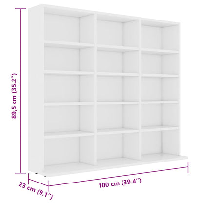 CD Cabinet White 39.4x9.1x35.2" Engineered Wood