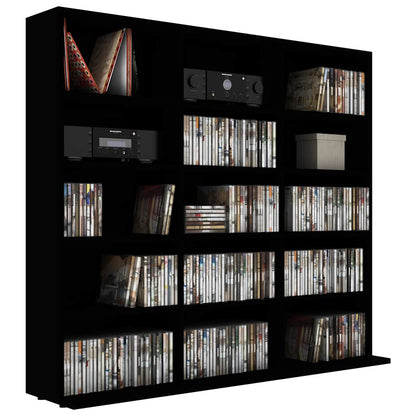 CD Cabinet Black 39.4x9.1x35.2" Engineered Wood