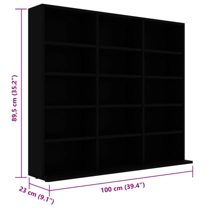 CD Cabinet Black 39.4x9.1x35.2" Engineered Wood