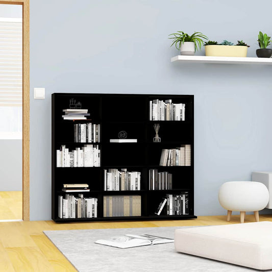 CD Cabinet Black 39.4x9.1x35.2" Engineered Wood
