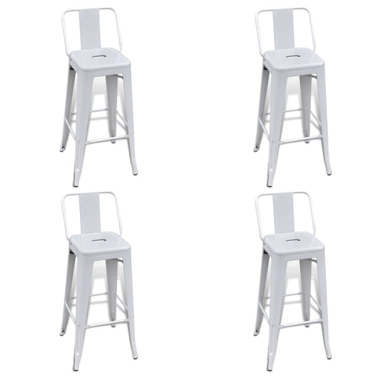 Bar Stools 4 pcs White Steel