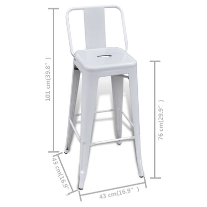 Bar Stools 4 pcs White Steel