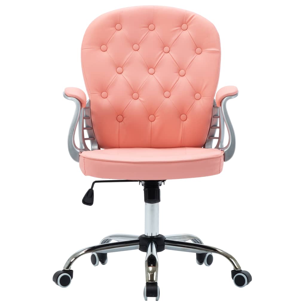 Office Chair Pink Faux leather, iron Adjustable height, medium size