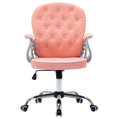 Office Chair Pink Faux leather, iron Adjustable height, medium size