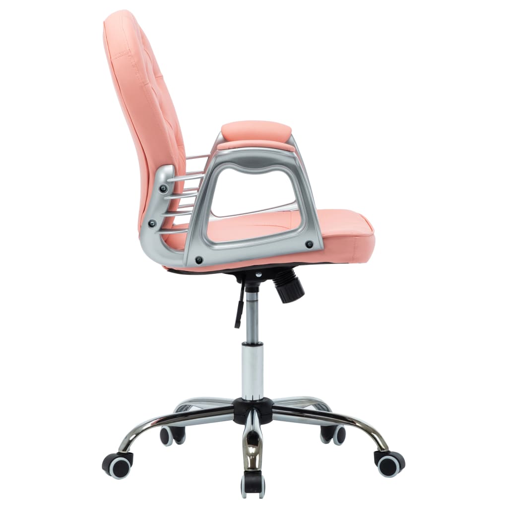 Office Chair Pink Faux leather, iron Adjustable height, medium size