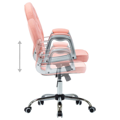 Office Chair Pink Faux leather, iron Adjustable height, medium size