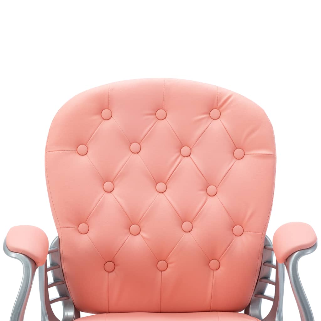 Office Chair Pink Faux leather, iron Adjustable height, medium size