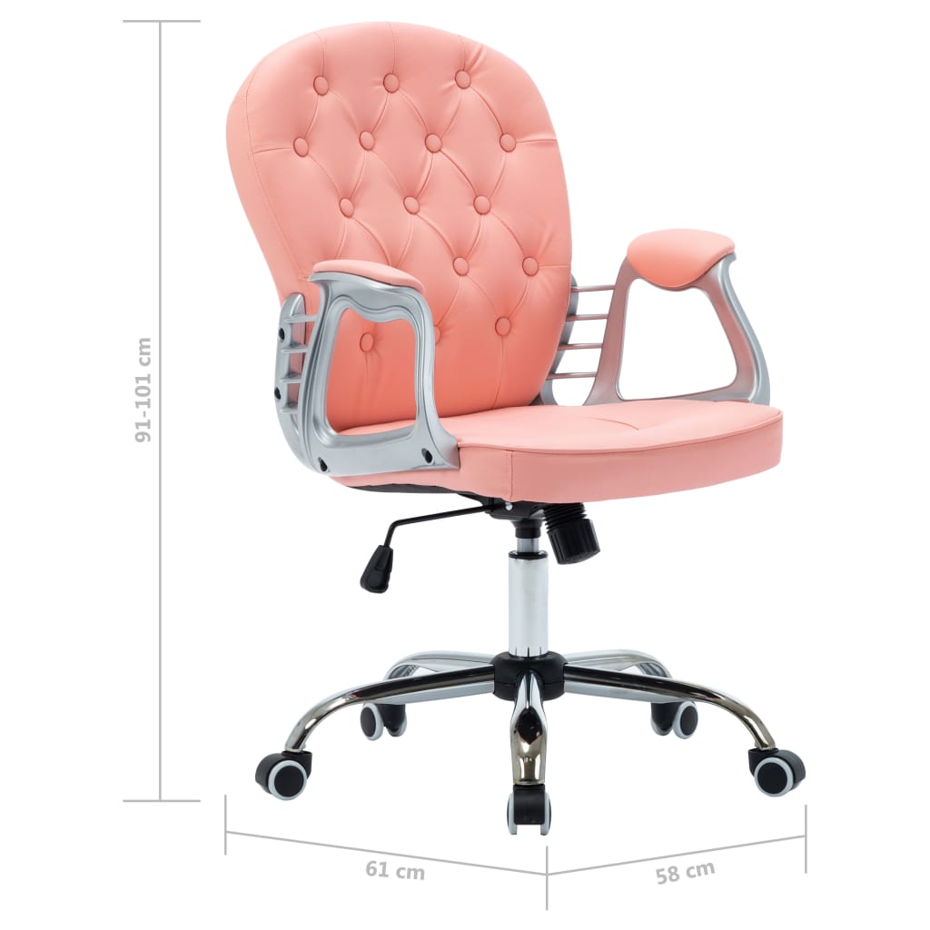 Office Chair Pink Faux leather, iron Adjustable height, medium size