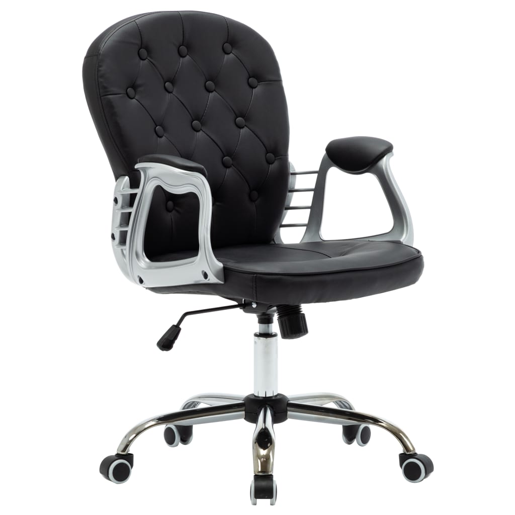 Office Chair Black Faux leather, Iron Standard Swivel