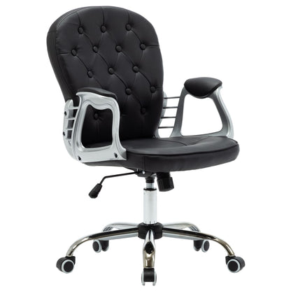 Office Chair Black Faux leather, Iron Standard Swivel