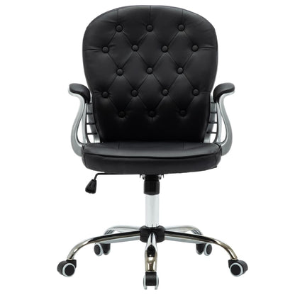 Office Chair Black Faux leather, Iron Standard Swivel