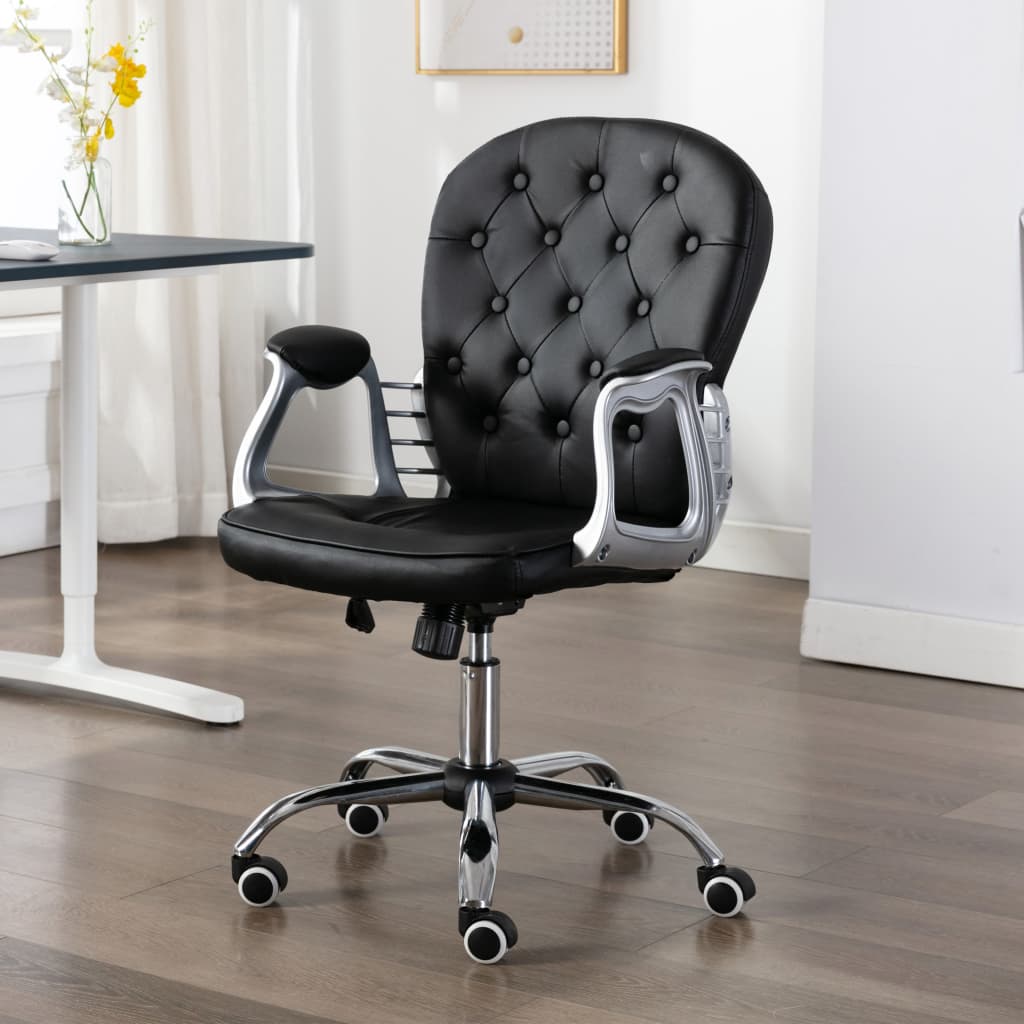 Office Chair Black Faux leather, Iron Standard Swivel