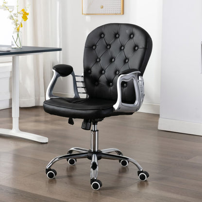Office Chair Black Faux leather, Iron Standard Swivel