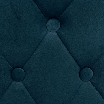 Bar Chair Set of 2 Blue Velvet (100% polyester), solid beech wood