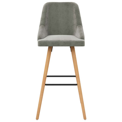 Bar Chair Set of 2 Light Grey Velvet One Size Footrest