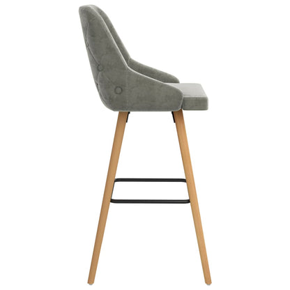 Bar Chair Set of 2 Light Grey Velvet One Size Footrest