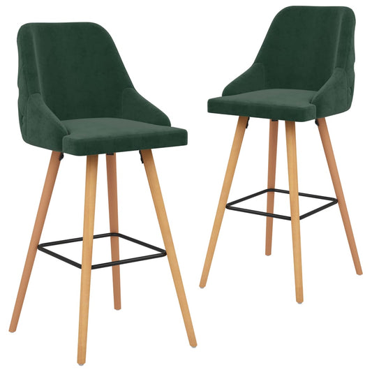 Bar Chair Set of 2 Dark Green