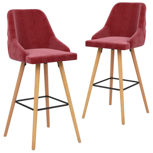 Bar Chair Set of 2 Wine Red