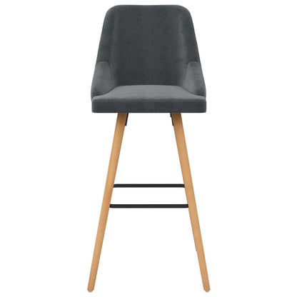 Bar Chair Set of 2 Dark Grey Velvet Standard Footrest