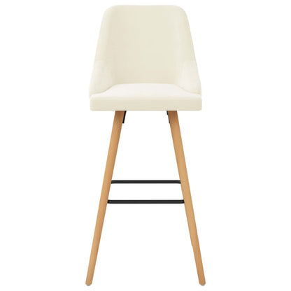 Bar Chair Set of 2 Cream Velvet, beech wood Medium Footrest