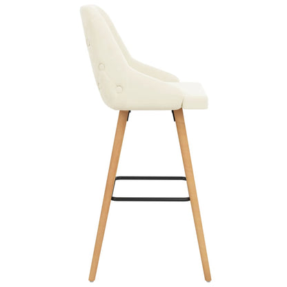 Bar Chair Set of 2 Cream Velvet, beech wood Medium Footrest