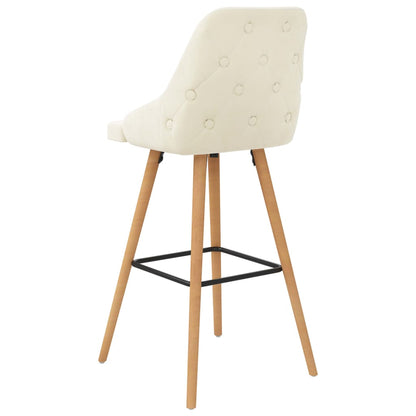 Bar Chair Set of 2 Cream Velvet, beech wood Medium Footrest