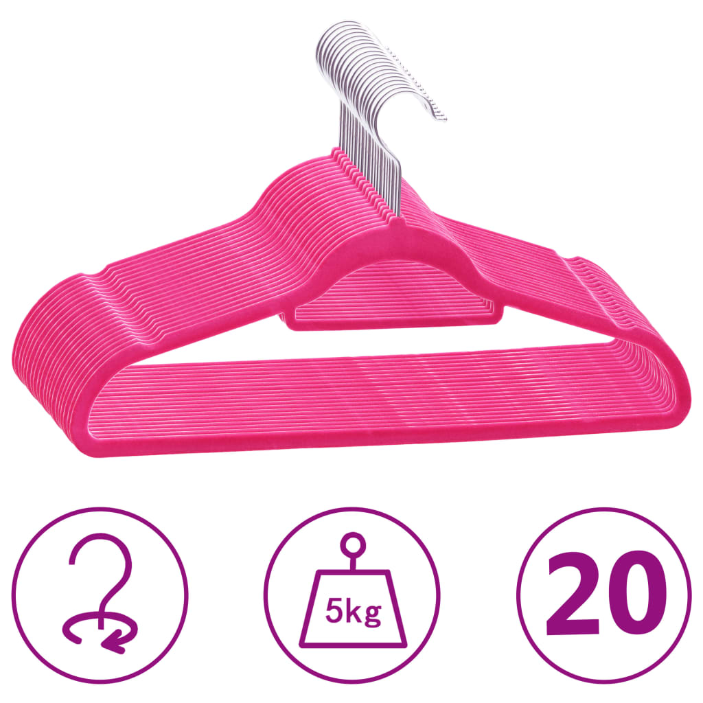 Hanger Set of 20 Pink ABC plastic, zinc alloy, velvet Standard