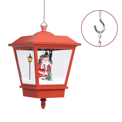 Christmas Hanging Lamp with LED Light and Santa Red 10.6"x10.6"x17.7"