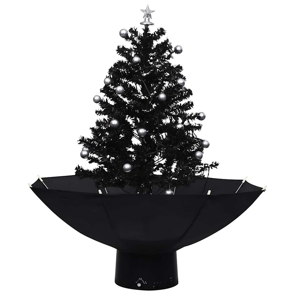 Snowing Christmas Tree with Umbrella Base Black 2 ft PVC