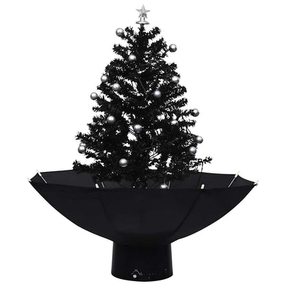 Snowing Christmas Tree with Umbrella Base Black 2 ft PVC