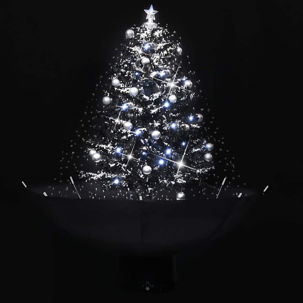 Snowing Christmas Tree with Umbrella Base Black 2 ft PVC