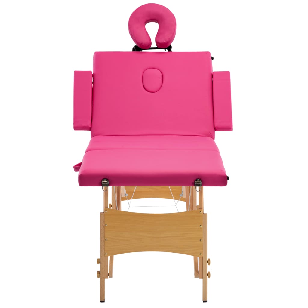 Foldable Massage Table 4 Zones Wood Pink