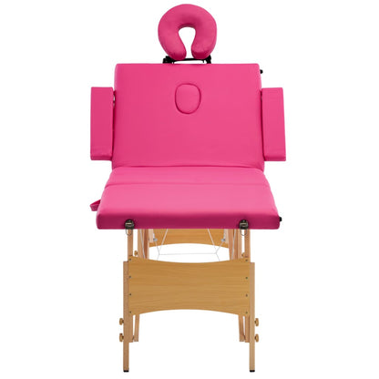 Foldable Massage Table 4 Zones Wood Pink