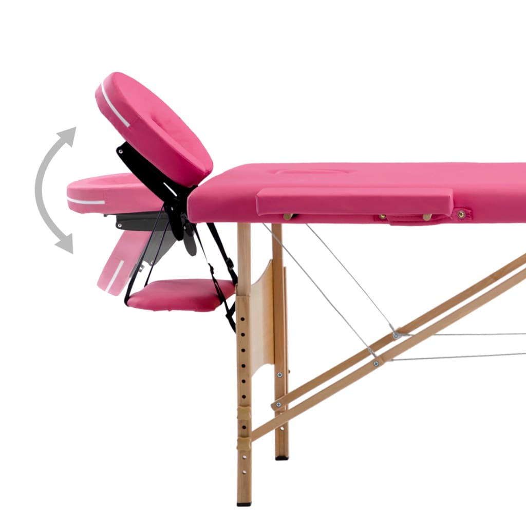 Foldable Massage Table 4 Zones Wood Pink