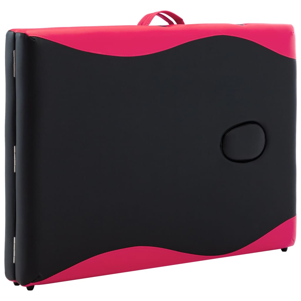 Foldable Massage Table 2 Zones Wood Black and Pink