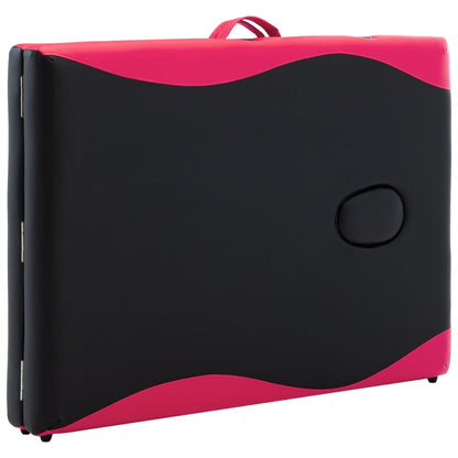 Foldable Massage Table 2 Zones Wood Black and Pink