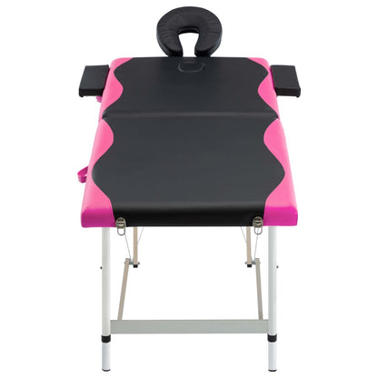 2-Zone Foldable Massage Table Aluminum Black and Pink